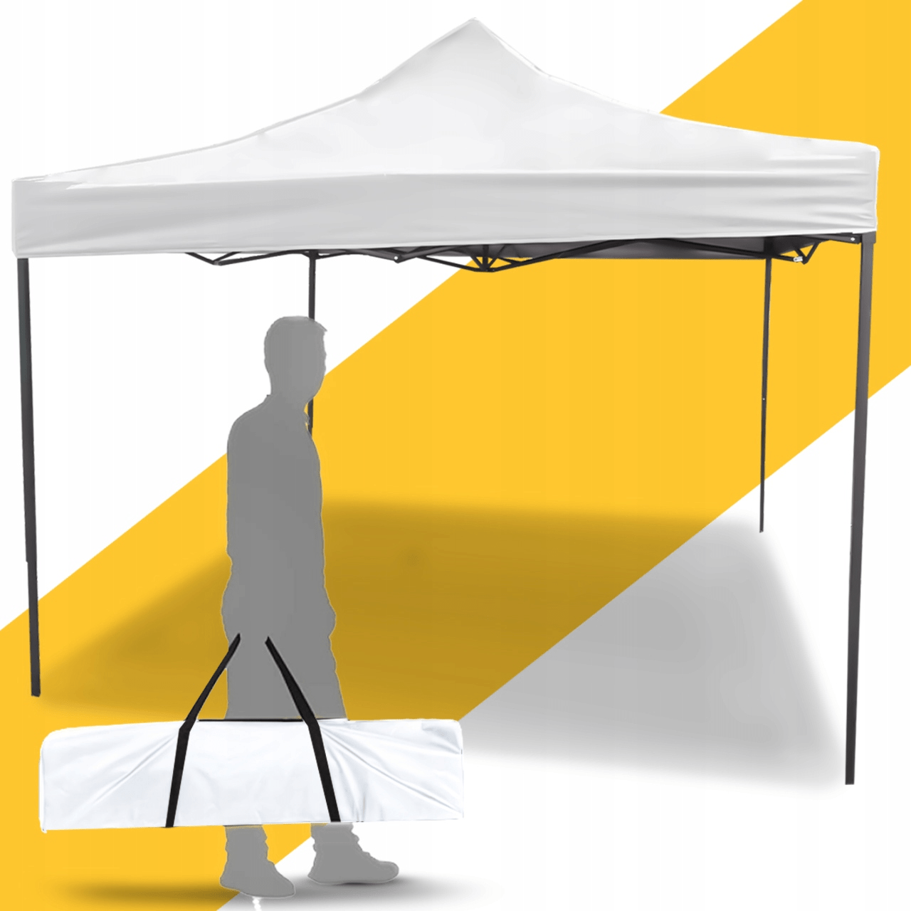 Pavilion Grădină Pliabil 3x3 m cu 3 Pereți Laterali Alb - MAXY