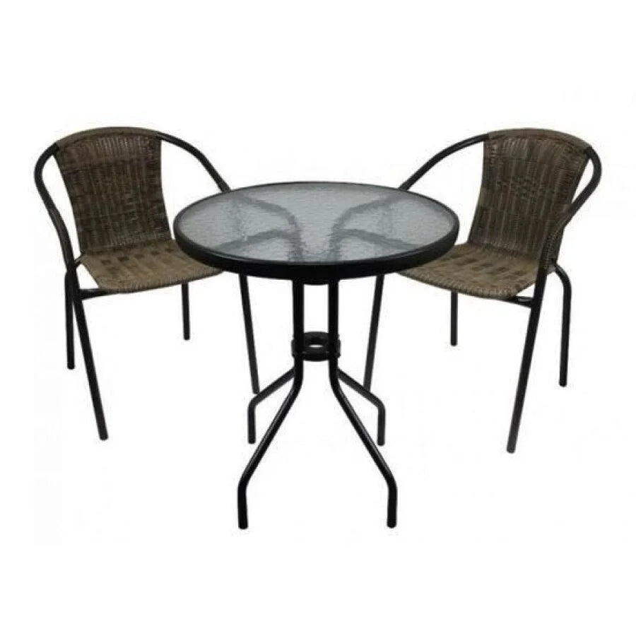 Mobilier Terasă Set Masă Rotundă cu 2 Scaune - MAXY