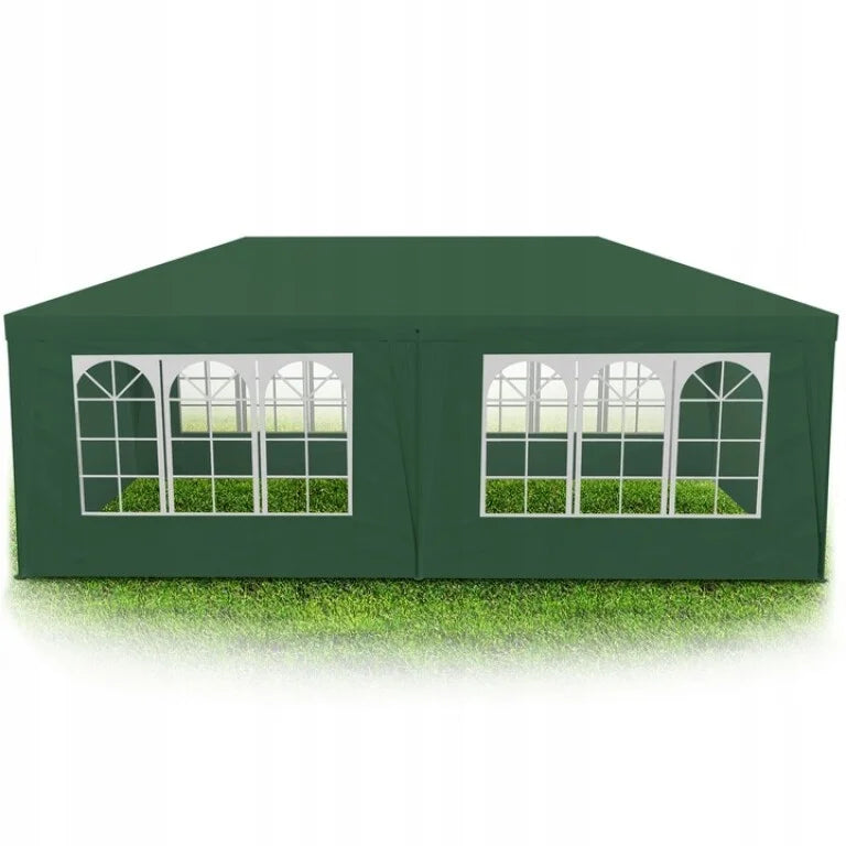 Pavilion De Grădină 3x6 m Cu 6 Pereți, Ferestre Mari și Protecție UV, Verde