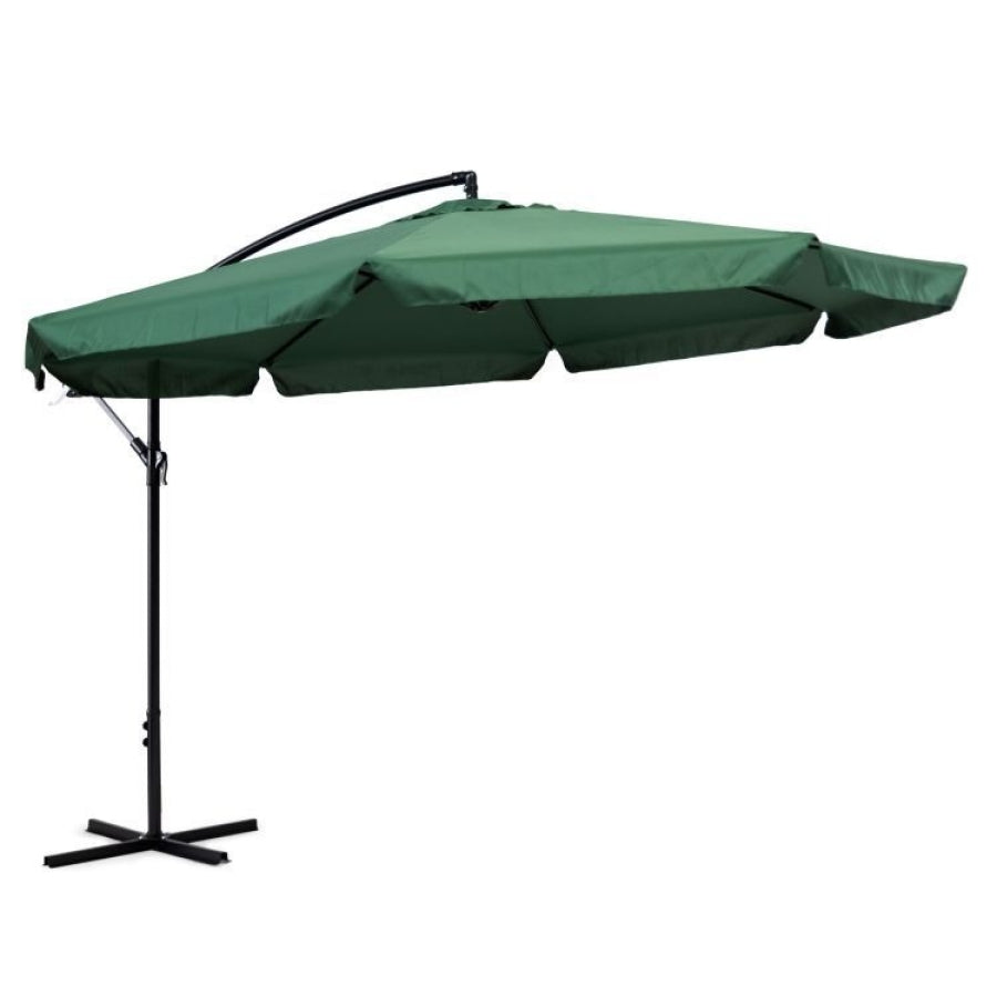 Umbrelă de grădină pliabilă 6 segmente Verde Închis 300 cm