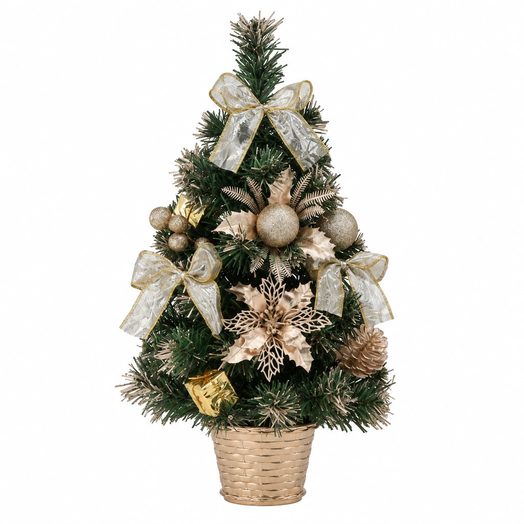 Brăduț Artificial de Crăciun de 40 cm, cu decorațiuni culoare șampanie - MAXY