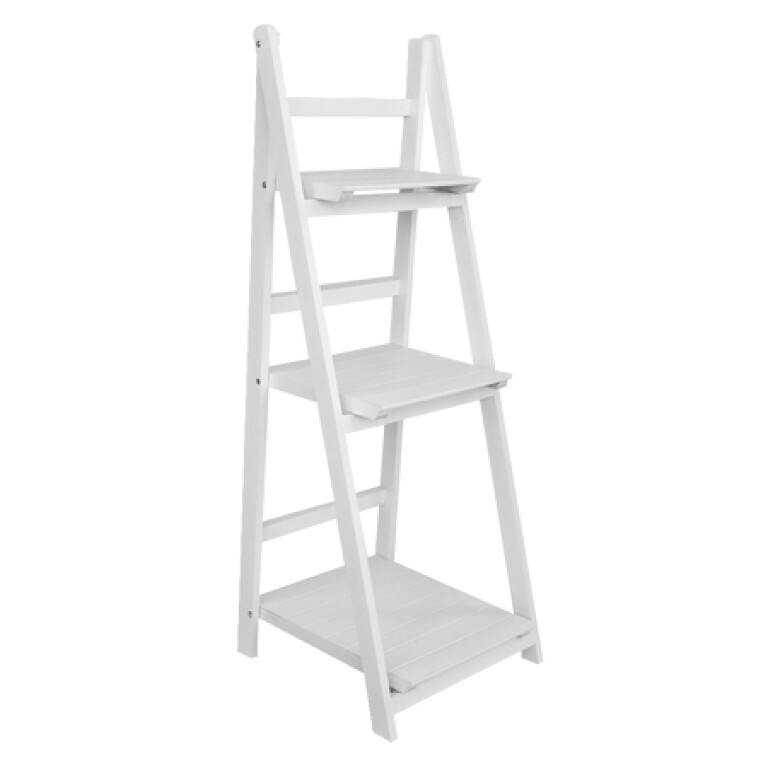 Etajeră Tip Scară cu 3 Polițe din Lemn, Culoare Albă, 42x39x109cm