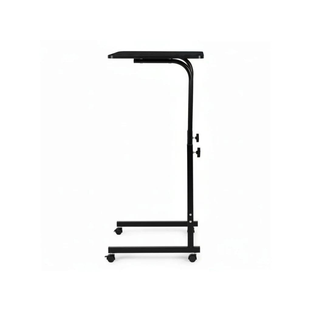 Masă pentru Laptop cu Roți 60x40 cm, Înălțime Reglabilă 65,5–89 cm, Culoare Negru