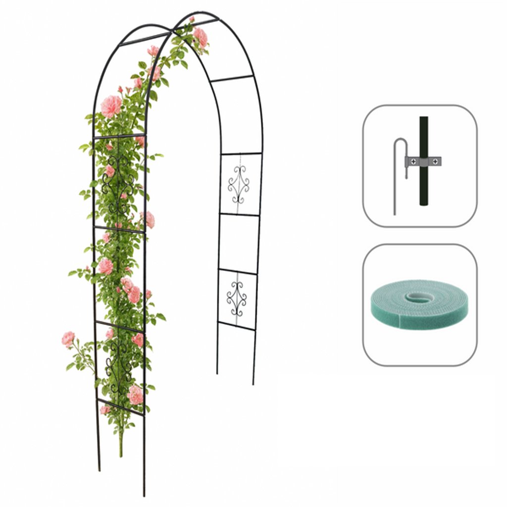 Pergolă de Grădină Metalică cu Ornamente 140 x 38 x 240 cm - MAXY