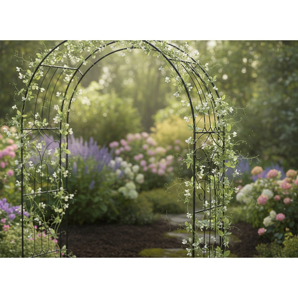 Pergola De Gradina, arcada eleganta flori, Dimensiune 145 x 38 x 240 cm , Culoare Negru - MAXY