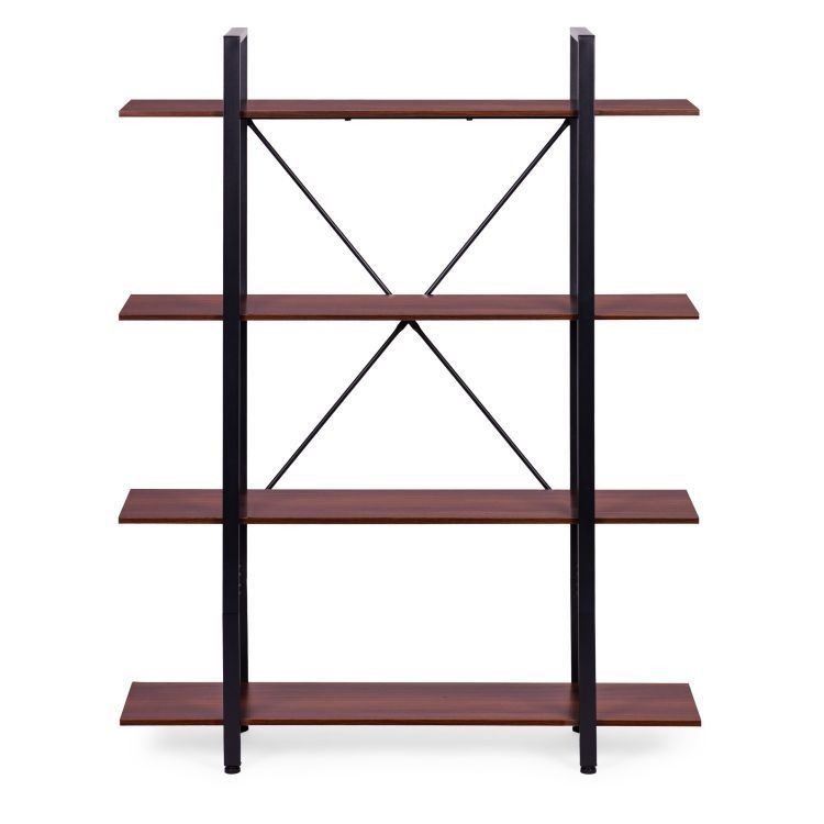 Raft Bibliotecă cu 4 Polițe în Stil Industrial 105x27,5x140cm, MDF și Metal