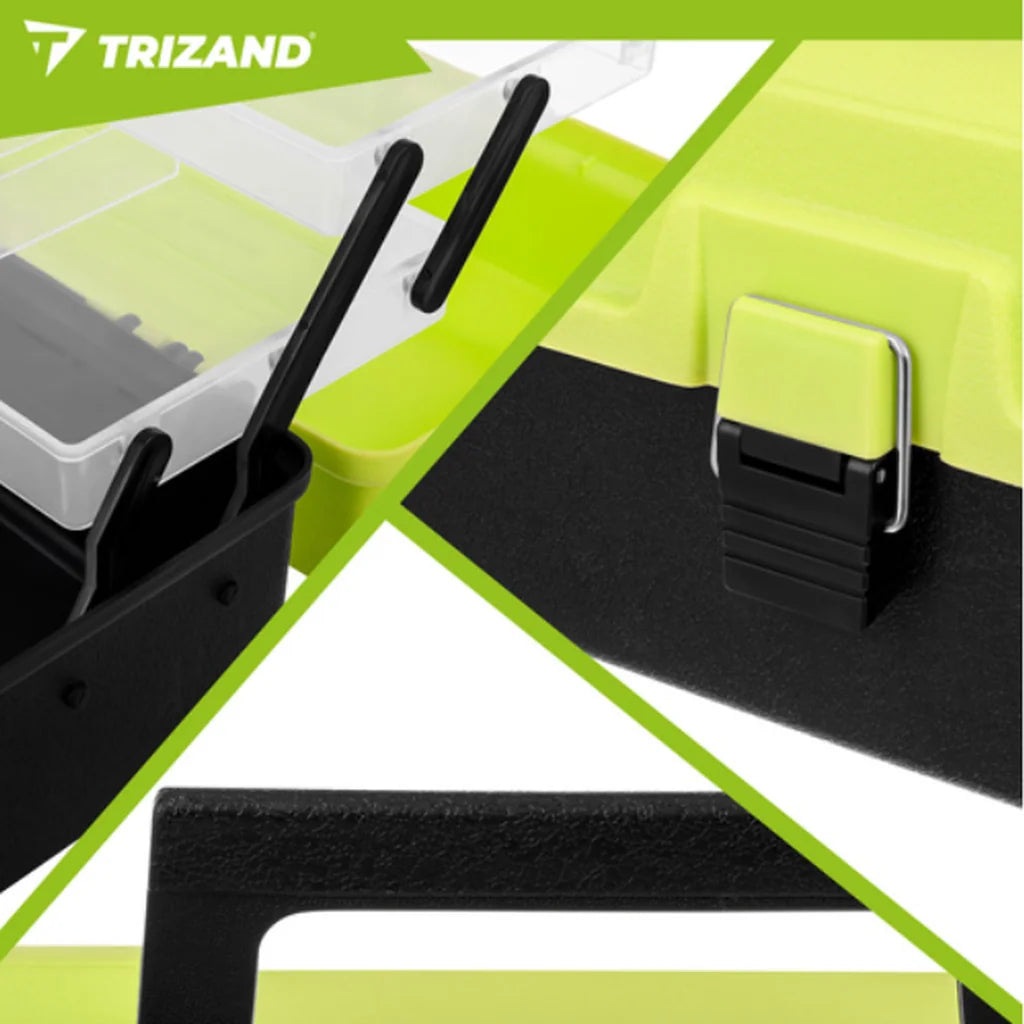 Cutie De Pescuit, Organizator 10 Compartimente și Cu 2 Rafturi, Verde-Negru, 33cm
