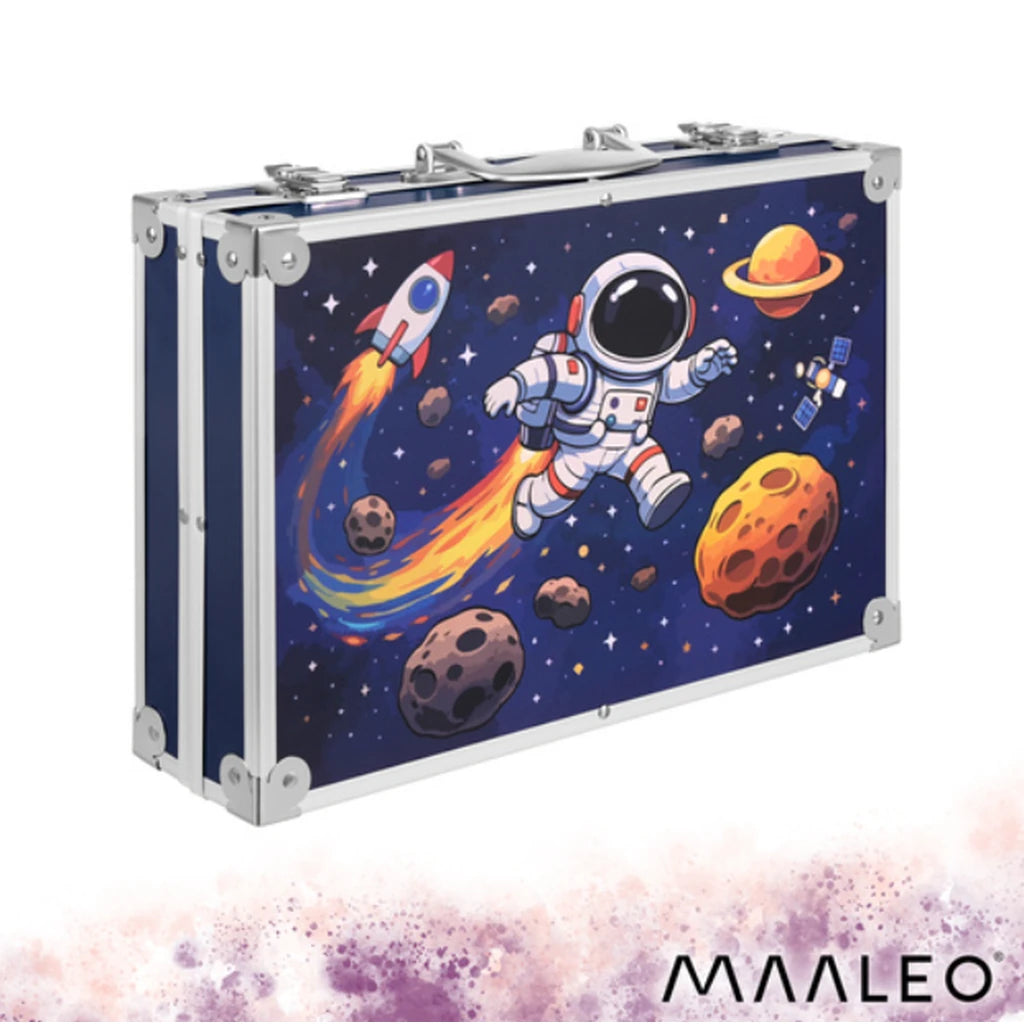 Set De Pictură Și Desen Maaleo, Valiză Astronaut, 145 Piese, Creioane, Markere, Pasteluri Și Vopsele