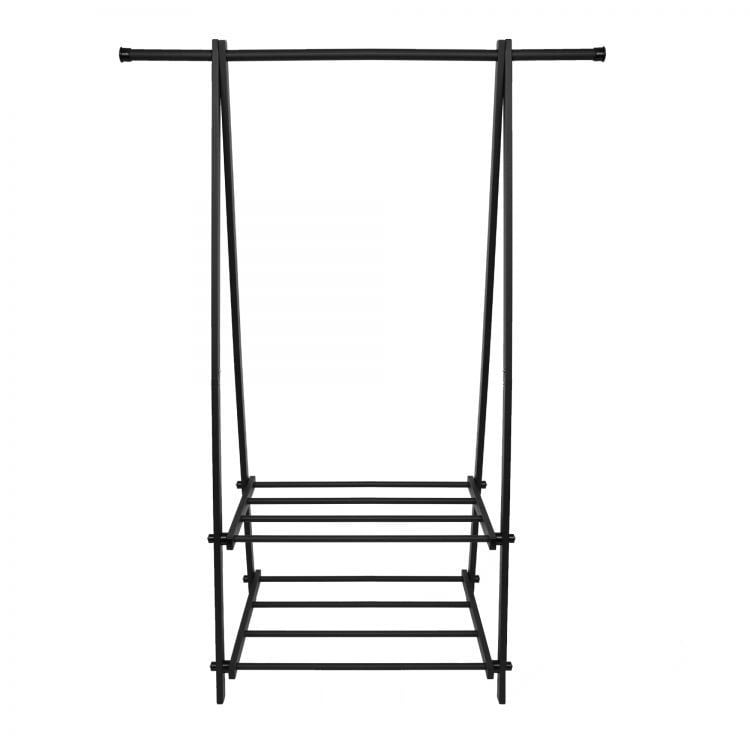 Cuier pentru Haine cu 2 Rafturi pentru Încălțăminte, 150 cm, Negru
