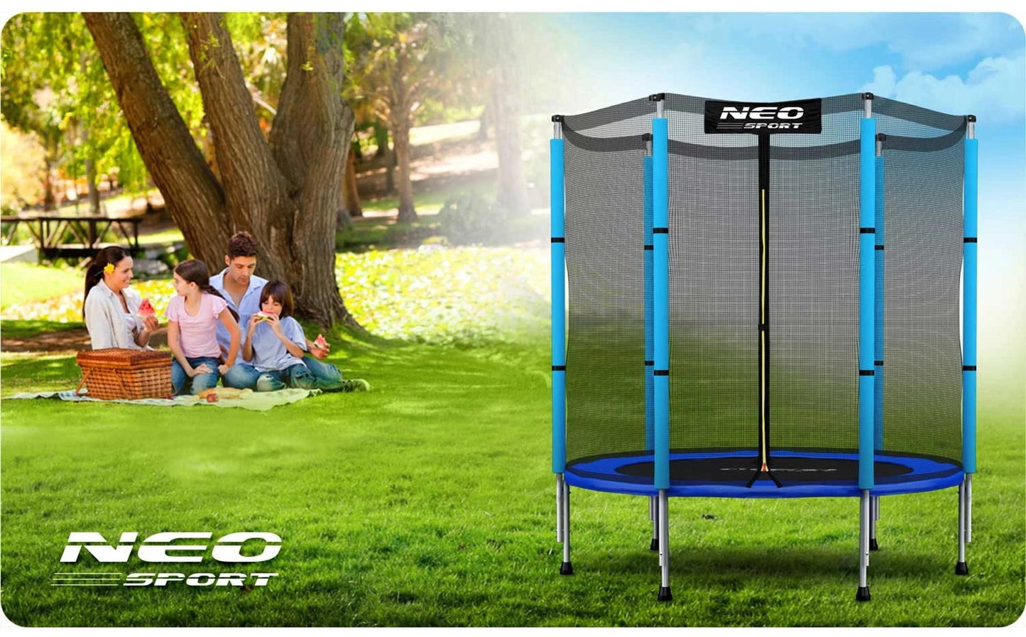 Trambulina de gradina cu plasa externa, Neo-Sport, diametru 140 cm