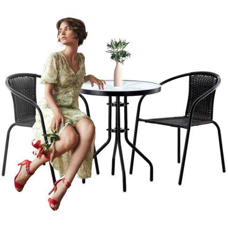 Mobilier Terasă Set Masă Rotundă cu 2 Scaune - MAXY