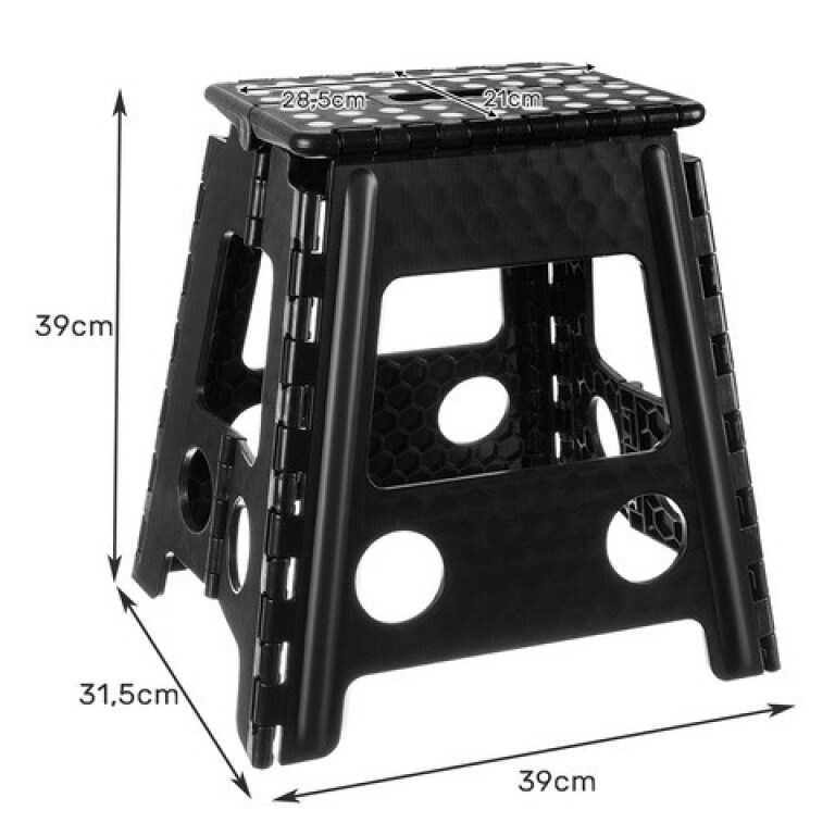 Scaun Pliabil Tip Taburet, 39 cm, Alb Negru - MAXY