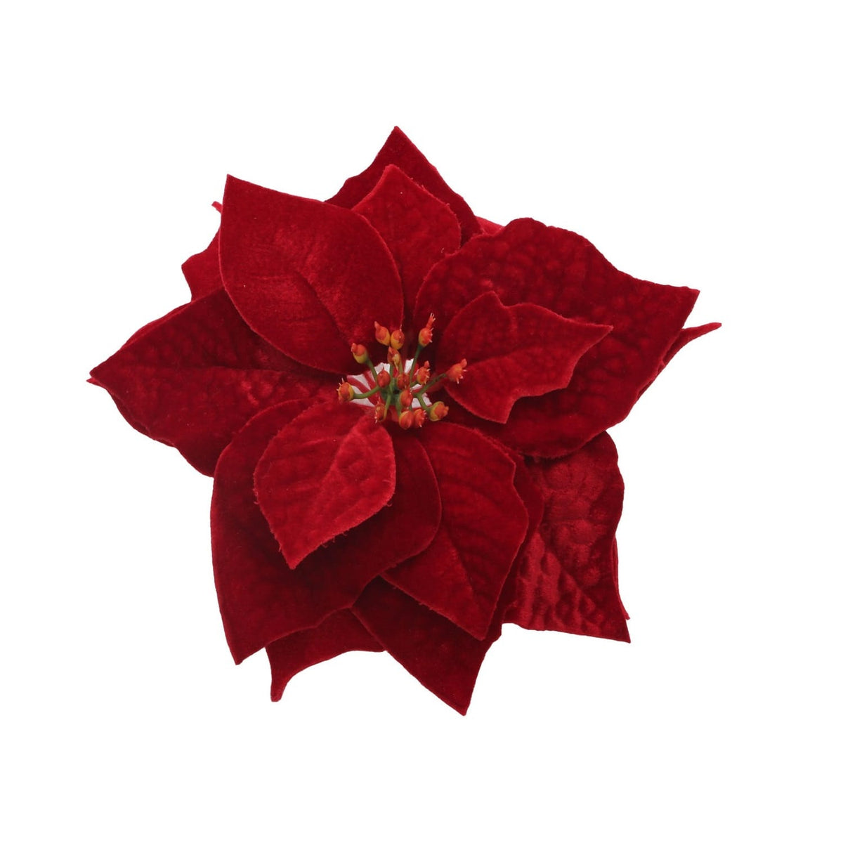 Decorațiune de Crăciun pentru Brad, Floare din Catifea Roșie 25 cm, cu Clips - MAXY