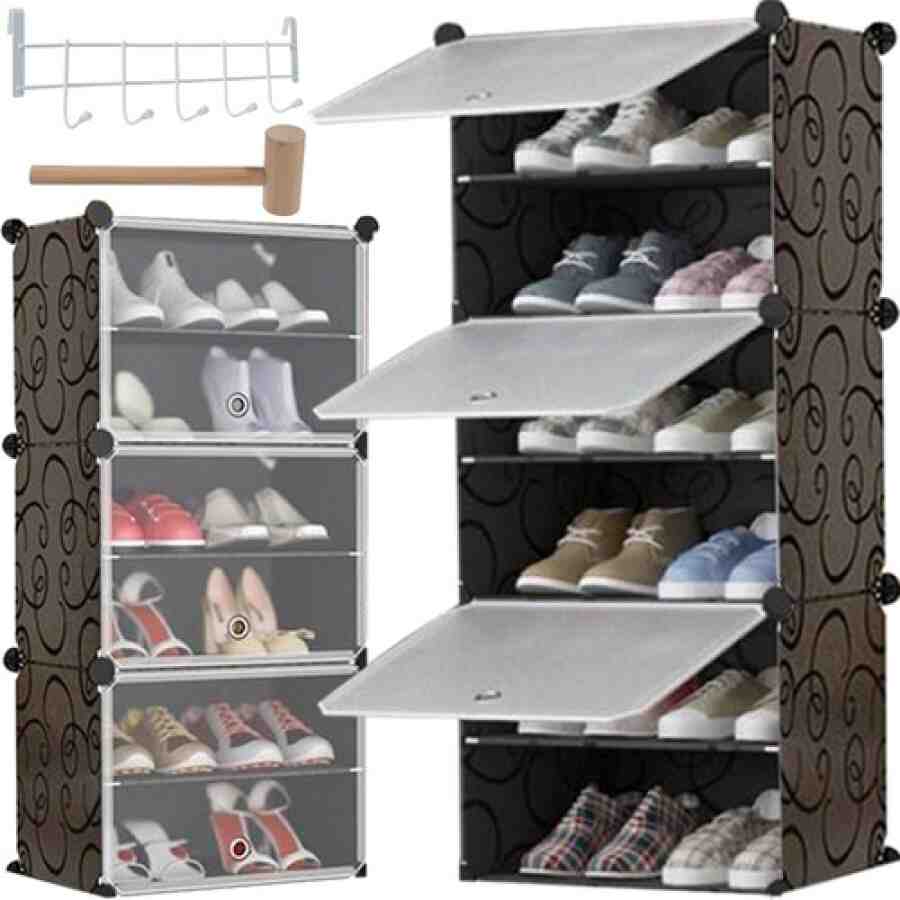 Pantofar 6 Nivele, 30 x 11,5 x 93 cm, Cadru Metalic, Modular, Negru