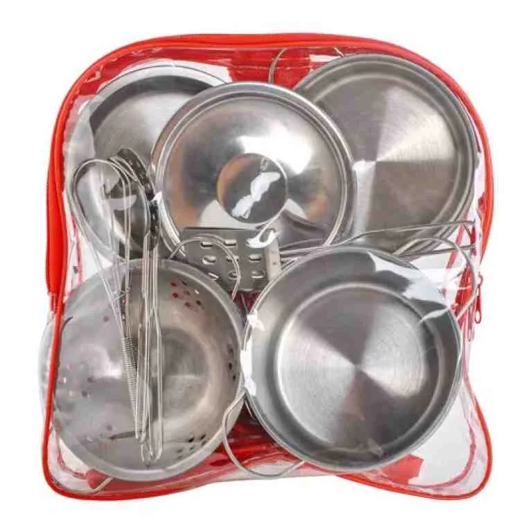Set Bucătărie Copii din Metal, 13 Piese, cu Rucsac pentru Depozitare - MAXY