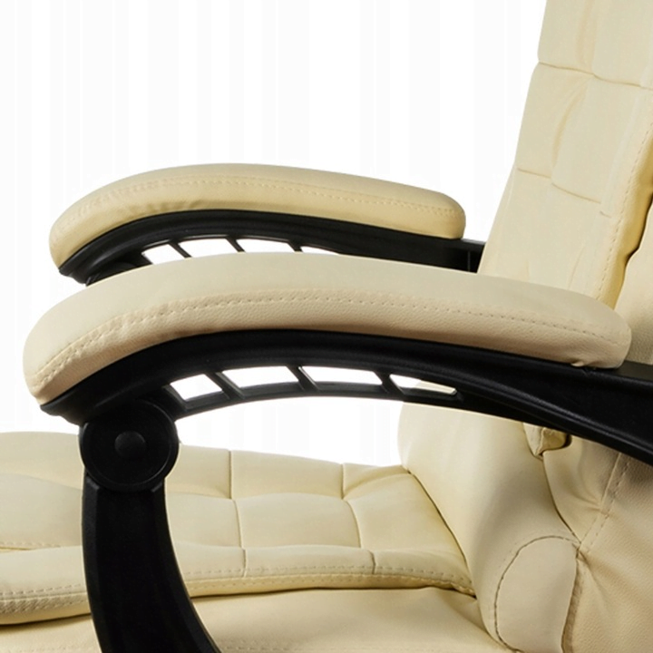 Scaun de Birou Directorial Ergonomic cu Suport pentru Picioare și Suport Lombar, Crem - MAXY