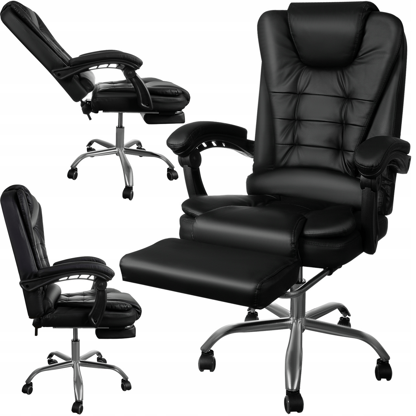 Scaun Directorial Ergonomic cu Suport pentru Picioare și Suport Lombar, Negru - MAXY