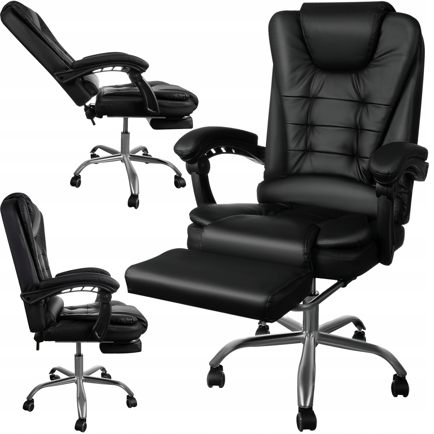 Scaun Directorial Ergonomic cu Suport pentru Picioare și Suport Lombar, Negru - MAXY
