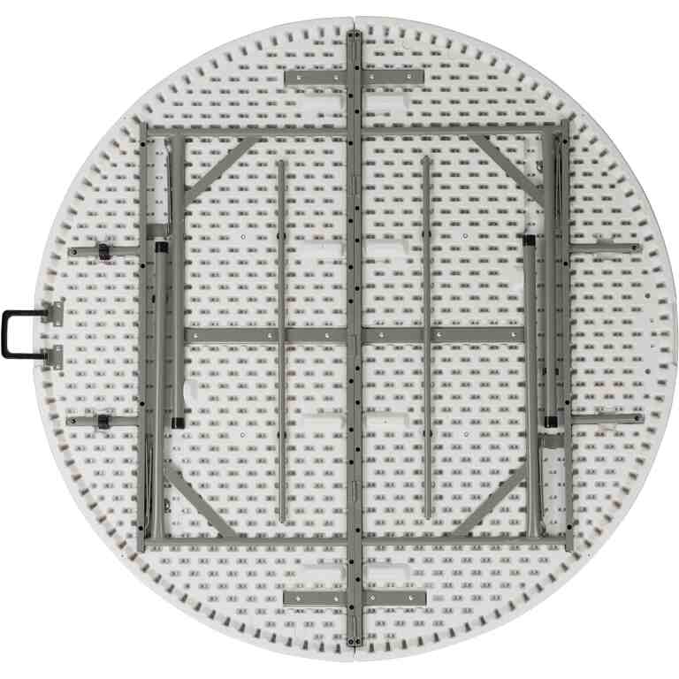 Masă de evenimente pliabilă albă tip valiză – diametru 160 cm - MAXY