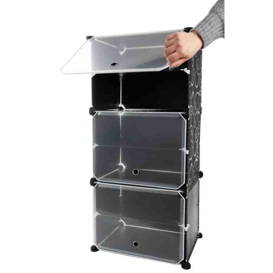 Pantofar 6 Nivele, 30 x 11,5 x 93 cm, Cadru Metalic, Modular, Negru