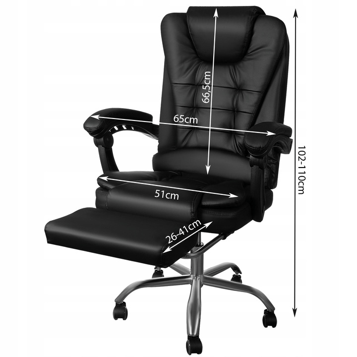 Scaun Directorial Ergonomic cu Suport pentru Picioare și Suport Lombar, Negru - MAXY
