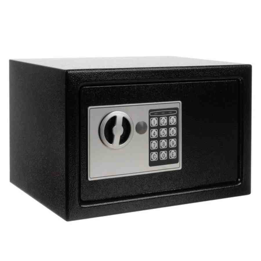 Seif Electronic Metalic cu Cifru Digital și Cheie, 20 x 31 x 20 cm, Negru