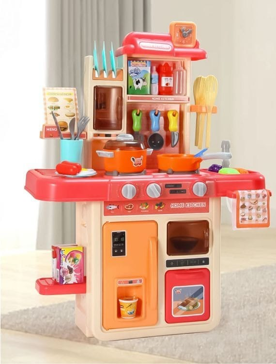 Bucătărie pentru Copii Roz cu 42 Accesorii, Sunete, Lumini LED - MAXY