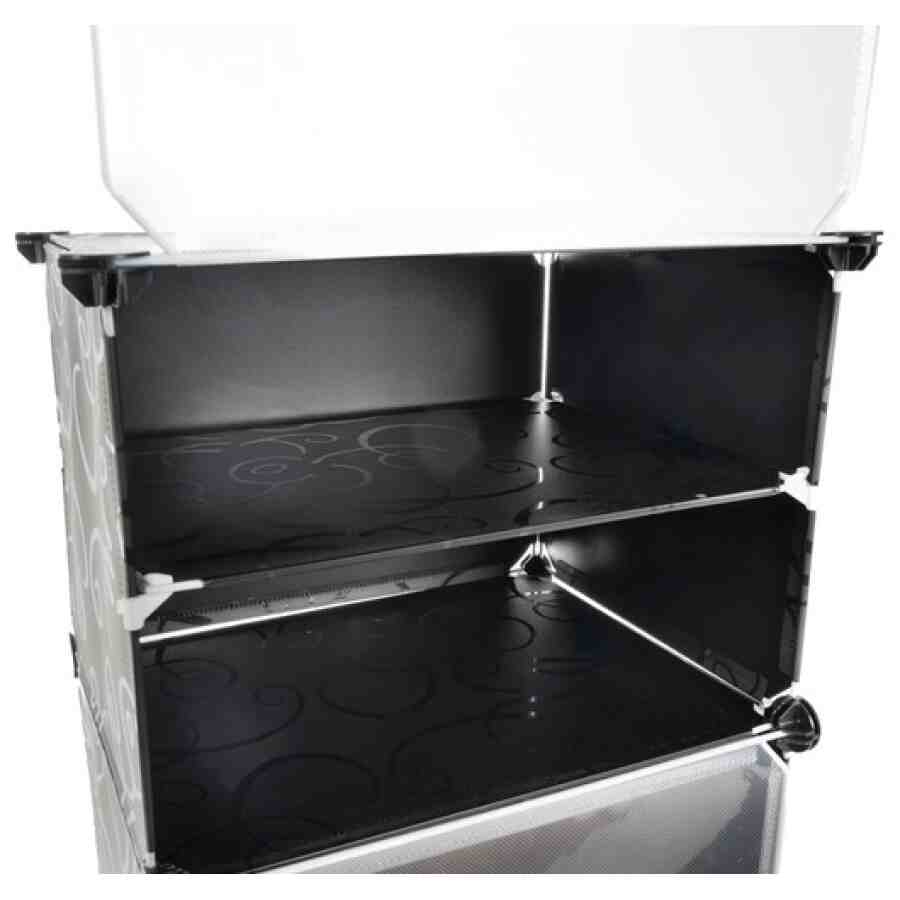 Pantofar 6 Nivele, 30 x 11,5 x 93 cm, Cadru Metalic, Modular, Negru