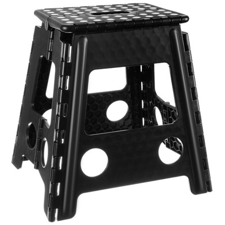 Scaun Pliabil Tip Taburet, 39 cm, Alb Negru - MAXY