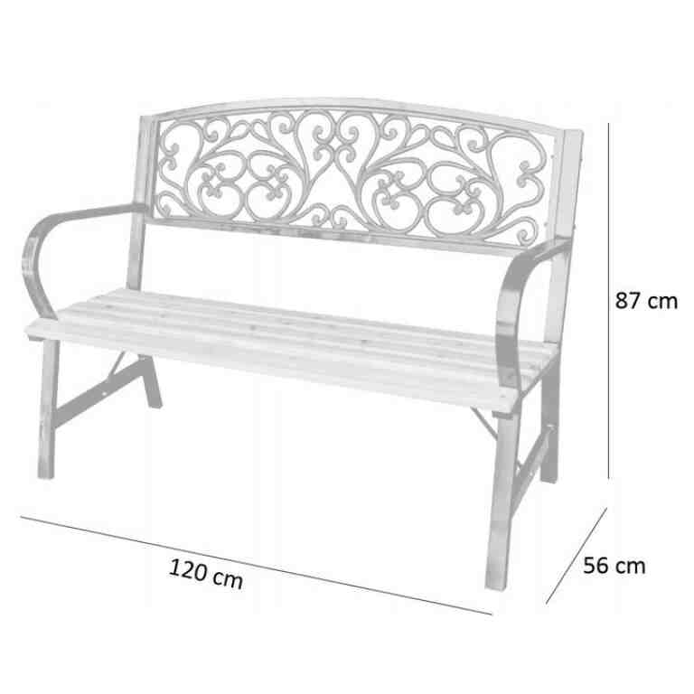 Bancă de grădină din lemn și oțel 120 cm - MAXY