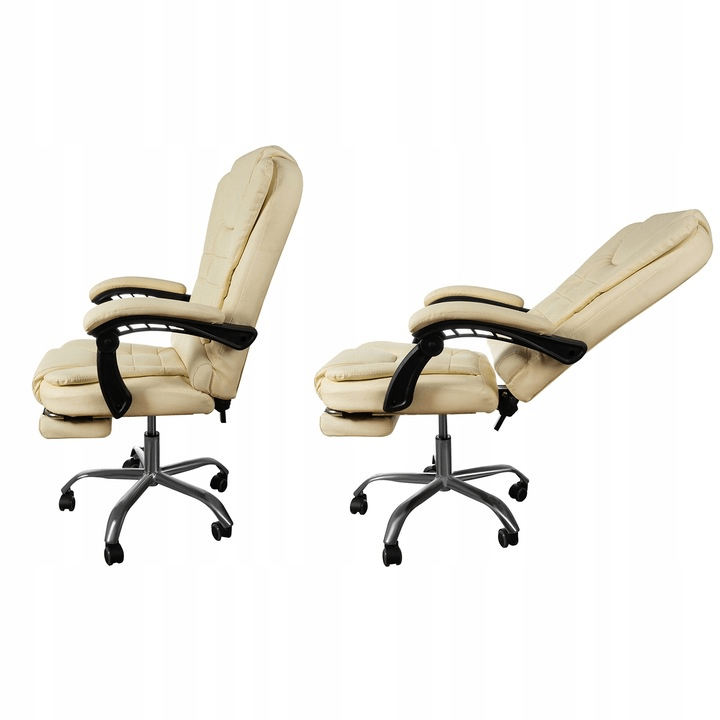 Scaun de Birou Directorial Ergonomic cu Suport pentru Picioare și Suport Lombar, Crem - MAXY