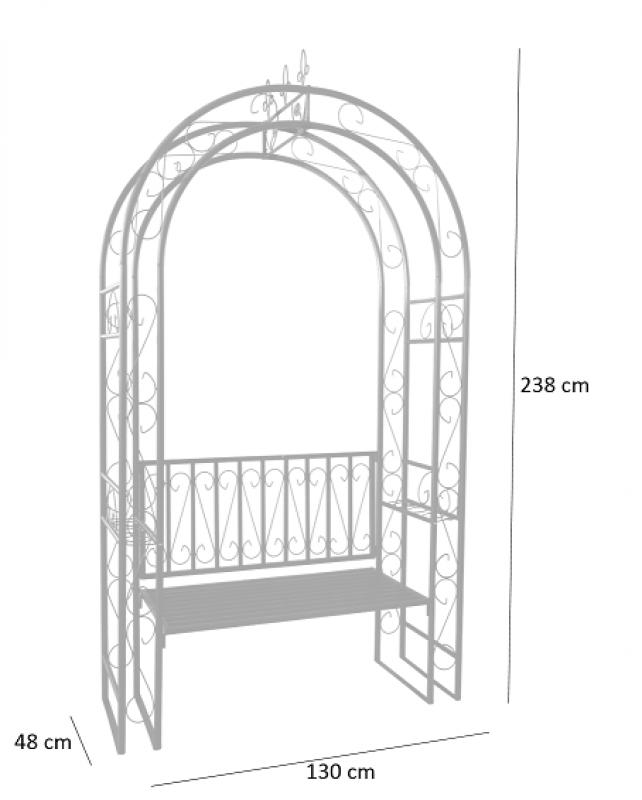 Pergolă de Grădină cu Bancă Integrată 130 x 48 x 238 cm - MAXY