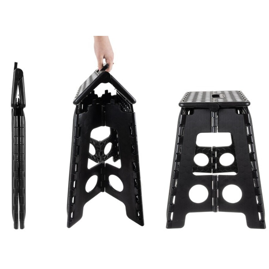 Scaun Pliabil Tip Taburet, 39 cm, Alb Negru - MAXY