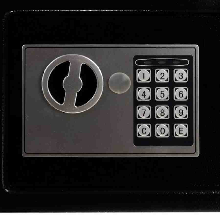 Seif Electronic Metalic cu Cifru Digital și Cheie, 20 x 31 x 20 cm, Negru