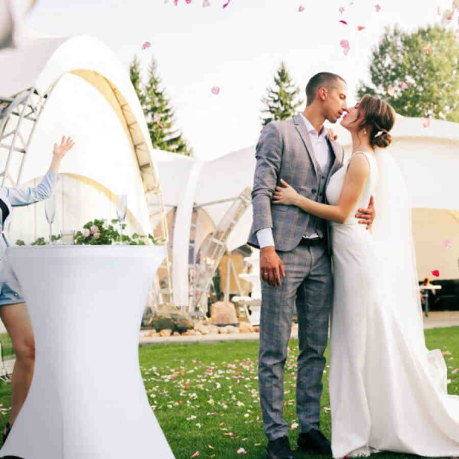 Husă Masă Cocktail Rotundă 80 cm Albă - MAXY