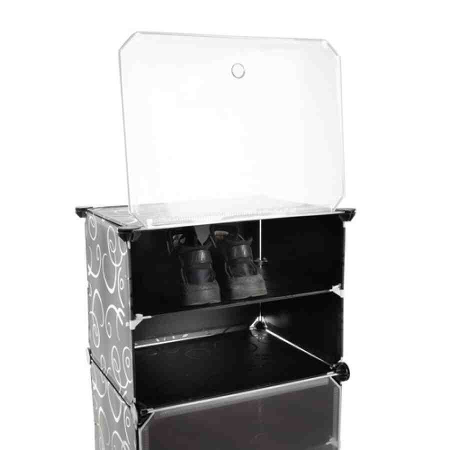 Pantofar 6 Nivele, 30 x 11,5 x 93 cm, Cadru Metalic, Modular, Negru