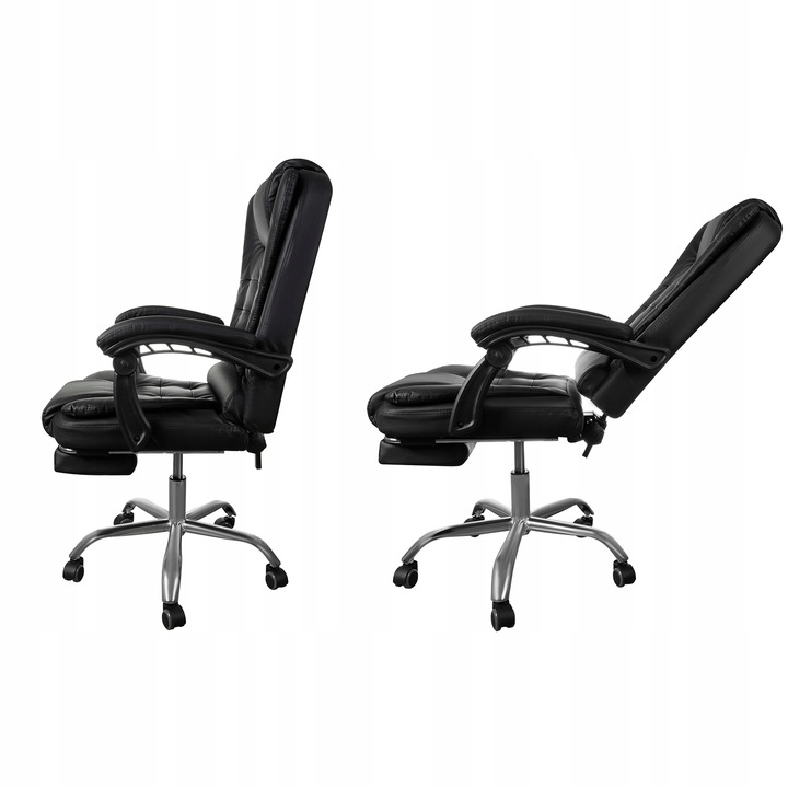 Scaun Directorial Ergonomic cu Suport pentru Picioare și Suport Lombar, Negru - MAXY