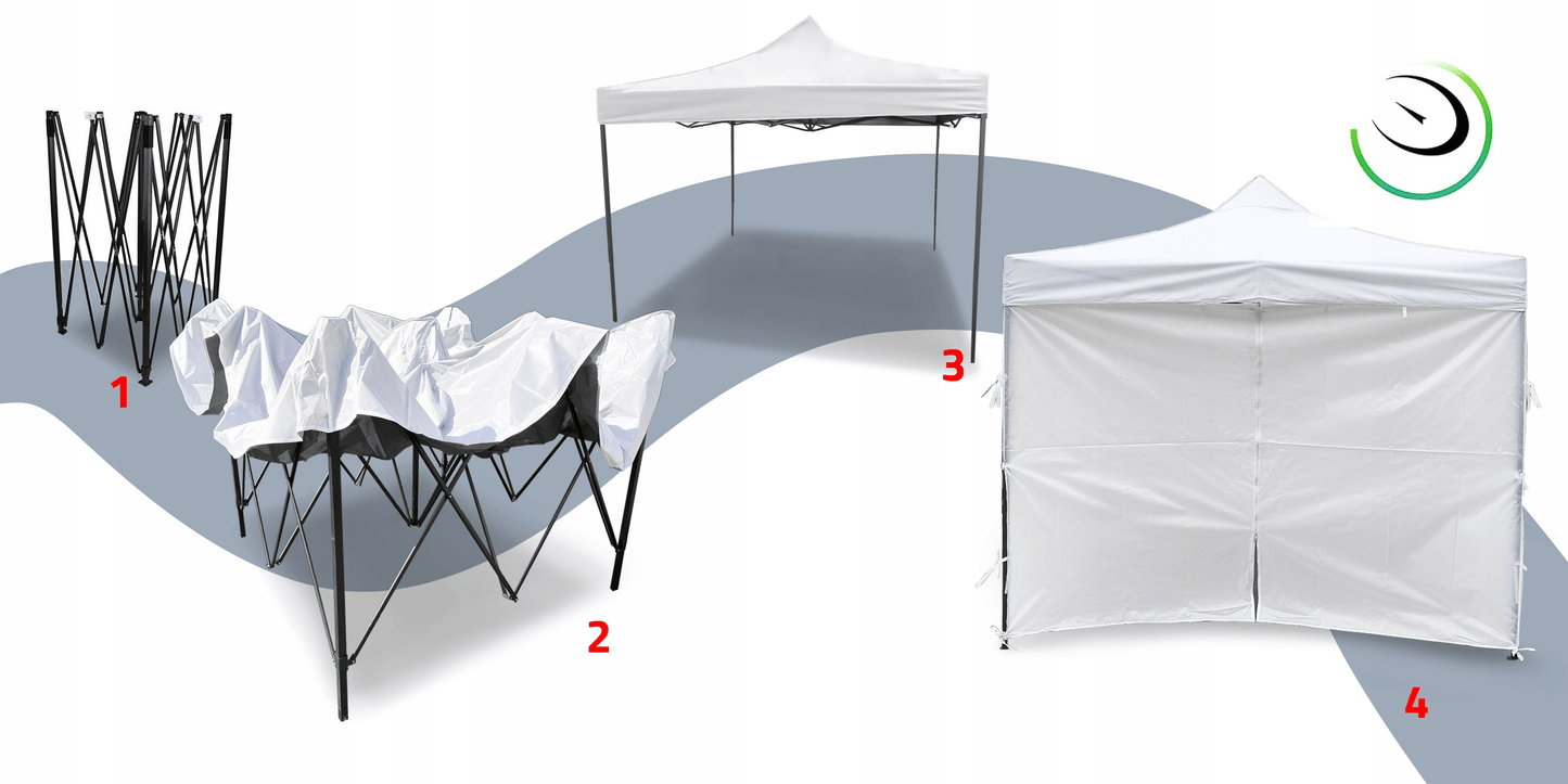 Pavilion Grădină Pliabil 3x3 m cu 3 Pereți Laterali Alb - MAXY