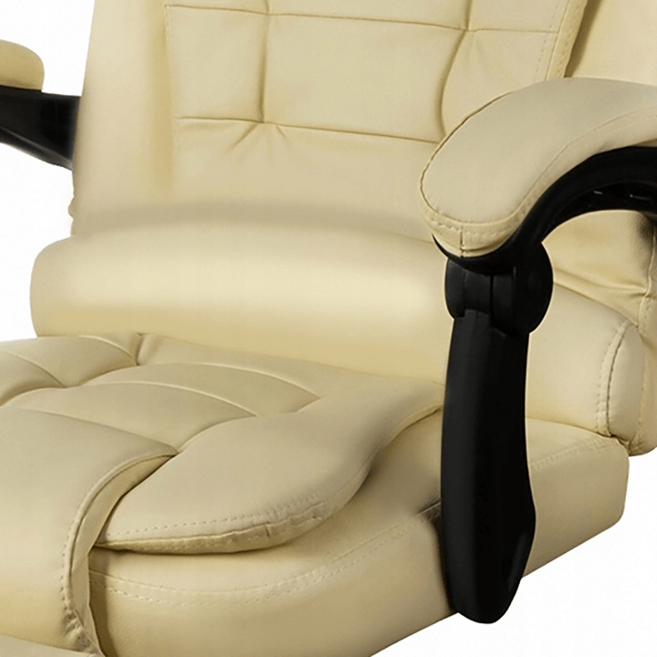 Scaun de Birou Directorial Ergonomic cu Suport pentru Picioare și Suport Lombar, Crem - MAXY