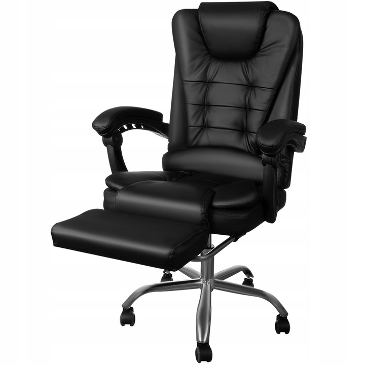 Scaun Directorial Ergonomic cu Suport pentru Picioare și Suport Lombar, Negru - MAXY