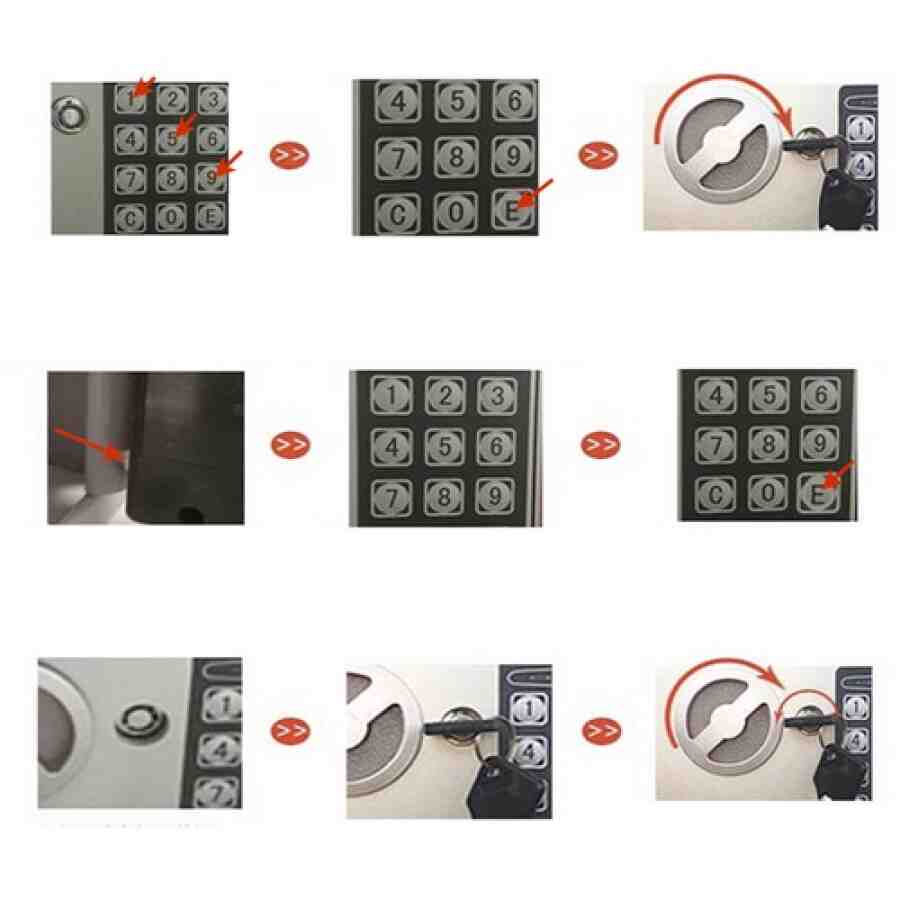 Seif Electronic Metalic cu Cifru Digital și Cheie, 20 x 31 x 20 cm, Negru