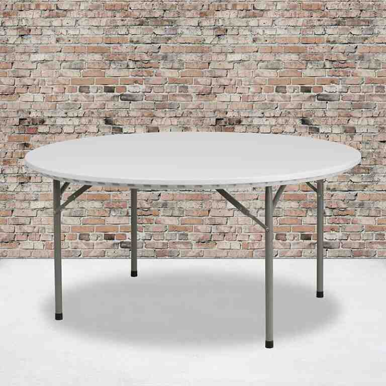 Masă de evenimente pliabilă albă tip valiză – diametru 160 cm - MAXY