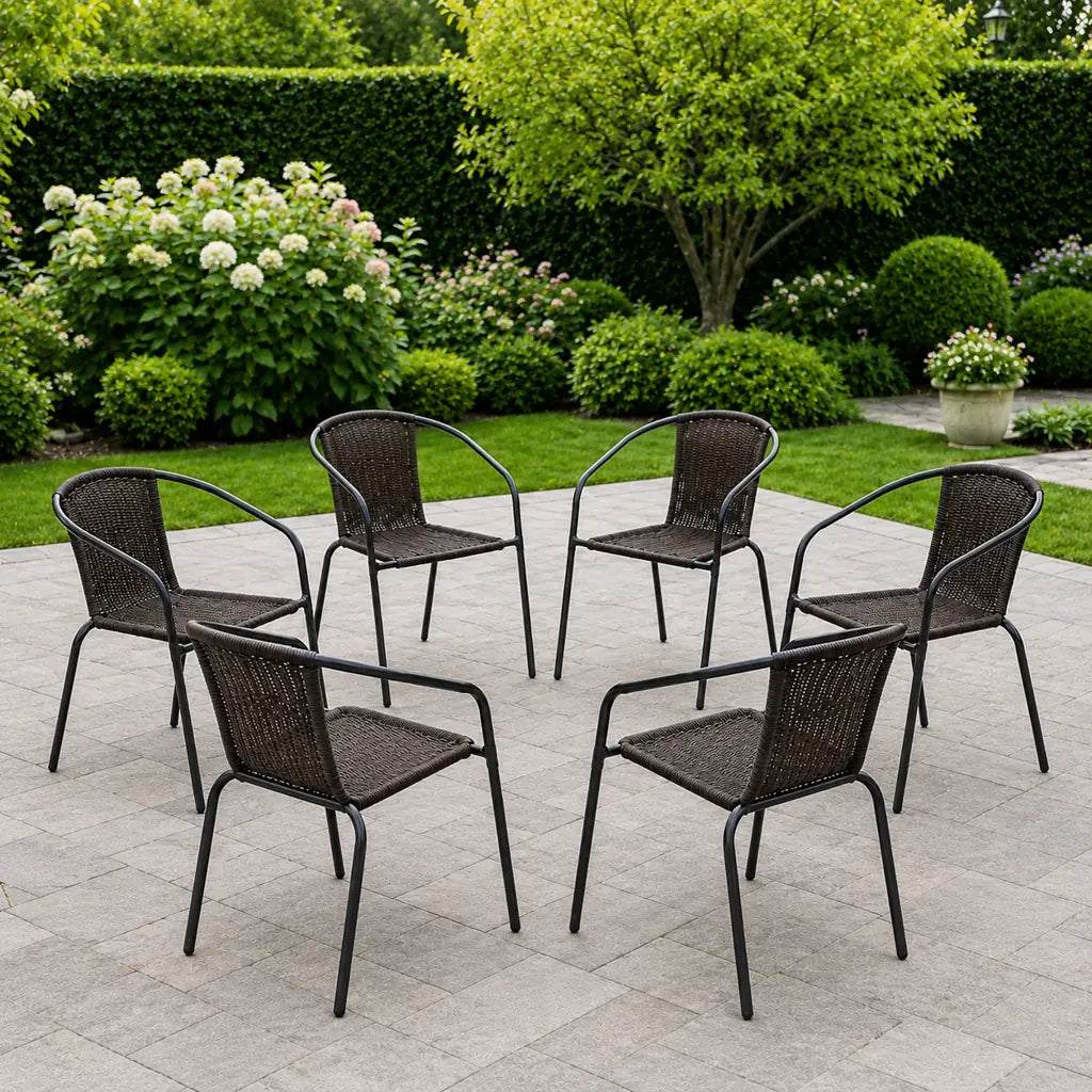 Set 6 Scaune Grădină Din Ratan Maro Închis 52x60x72 cm