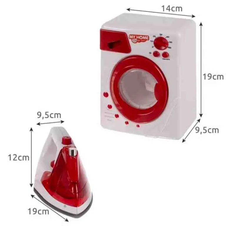 Set Electrocasnice pentru Copii cu Aspirator, Mașină de Spălat, Fier de Călcat și Umerașe - MAXY