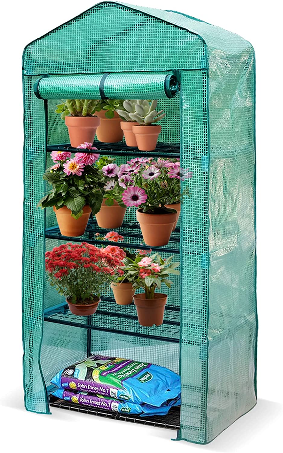 Mini Sera gradina cu 4 rafturi pentru interior, exterior, cresterea plantelor, rasadurilor, ierburilor sau florilor în orice anotimp 160x69x49cm