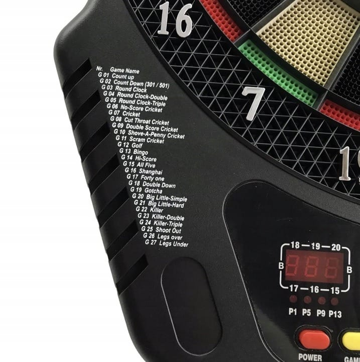 Tablă Darts Electronică cu Scor Automat, 6 Sageti, 27 Jocuri - MAXY