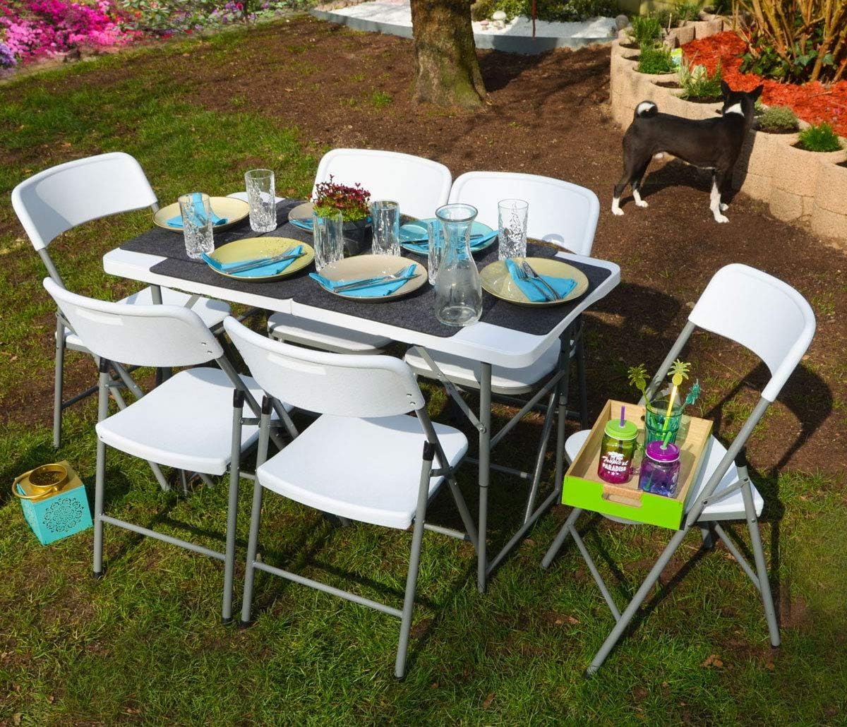 Masă de Grădină Pliabilă Tip Valiză 122x60x74 cm Albă - MAXY