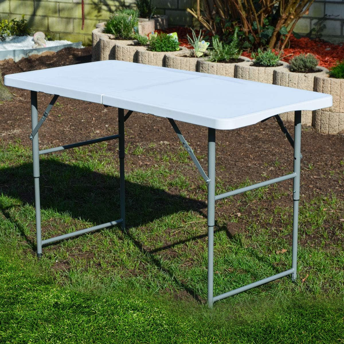 Masă de Grădină Pliabilă Tip Valiză 122x60x74 cm Albă - MAXY