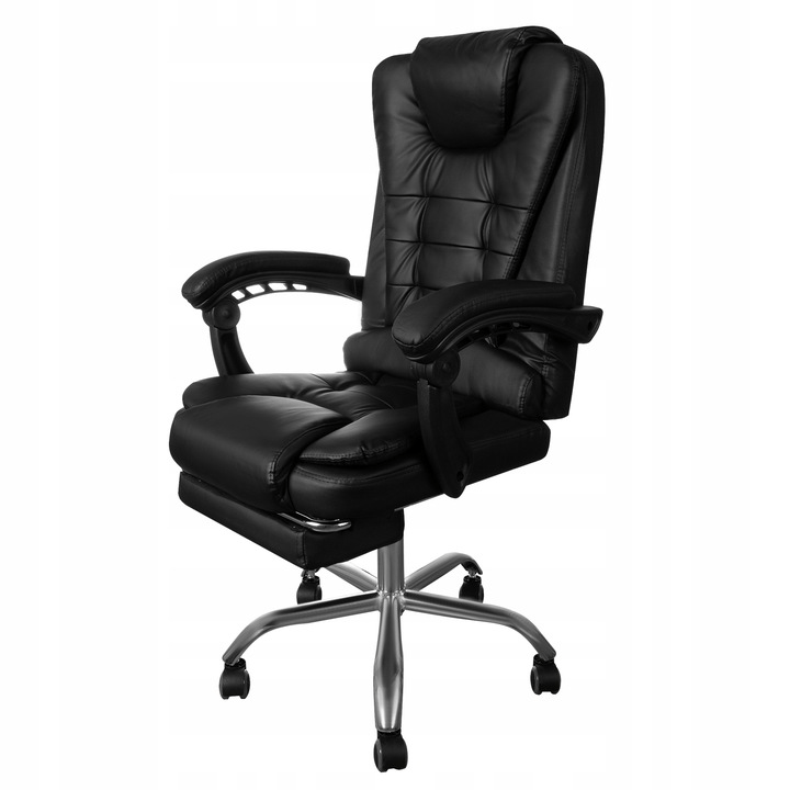 Scaun Directorial Ergonomic cu Suport pentru Picioare și Suport Lombar, Negru - MAXY