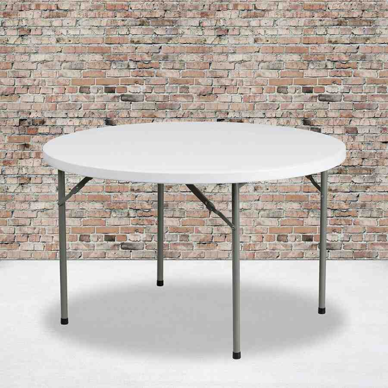 Masă Pliabilă Rotundă 120 cm Albă - MAXY